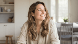 Woman smiling at home after deciding to become a surrogate in Virginia