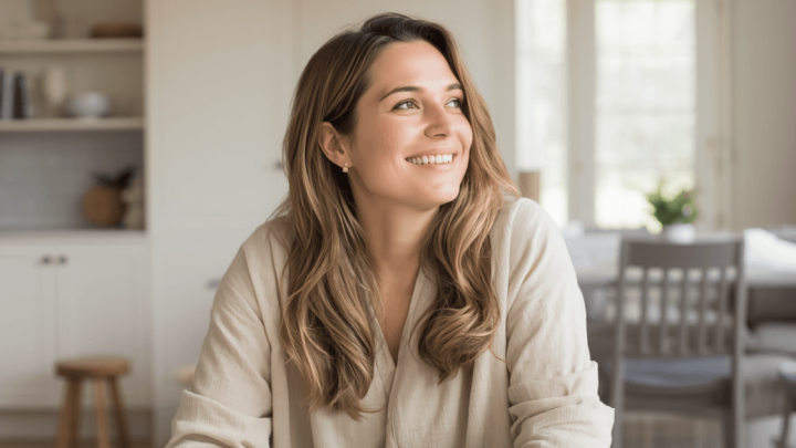 Woman smiling at home after deciding to become a surrogate in Virginia